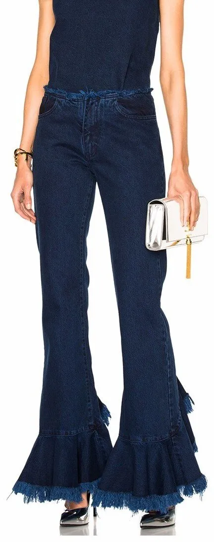 Frayed Flared-Hem Jeans