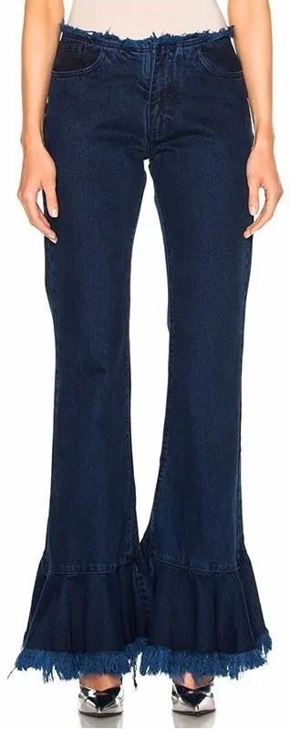 Frayed Flared-Hem Jeans