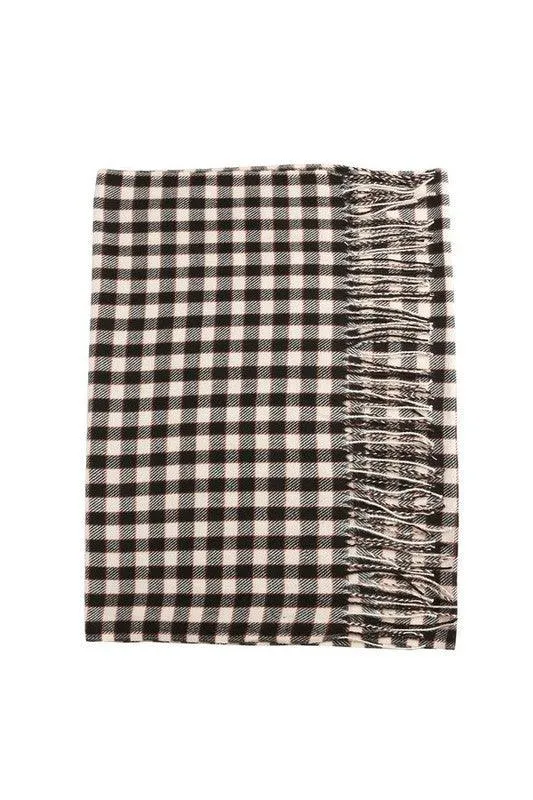 Fringed Plaid Long Scarf