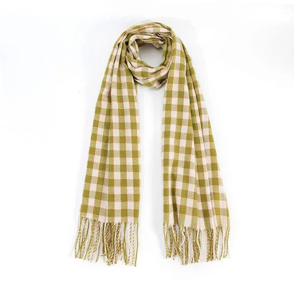 Fringed Plaid Long Scarf