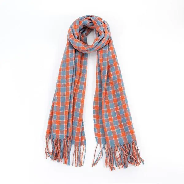 Fringed Plaid Long Scarf