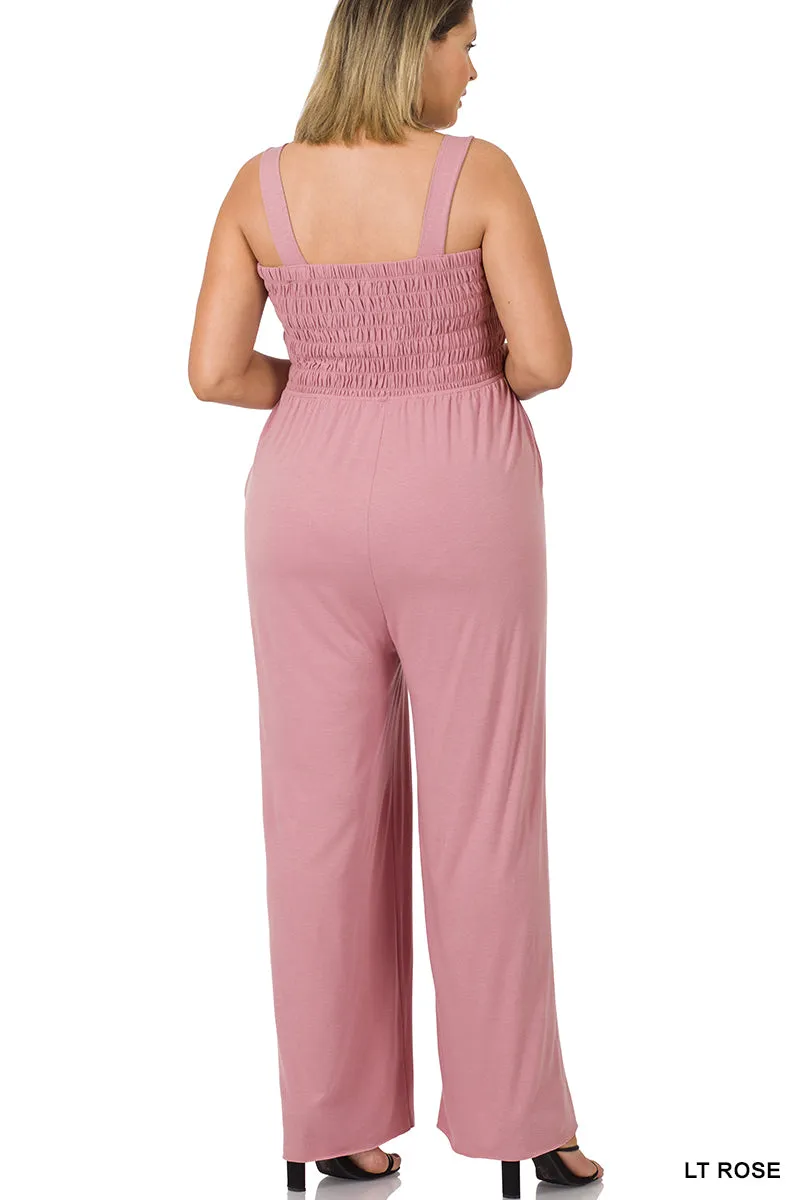 Gallery Smocked Maxi Romper in Rose