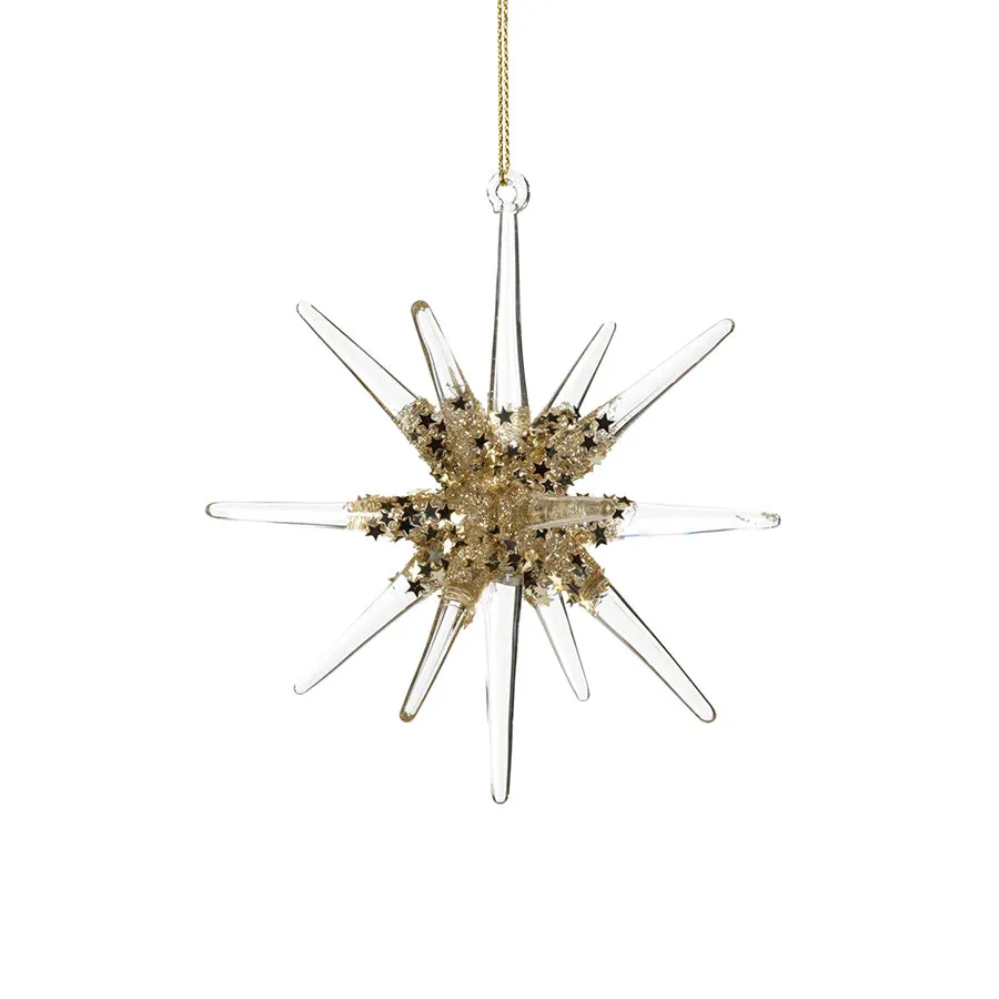 Gold Glass Snowflake Ornament: