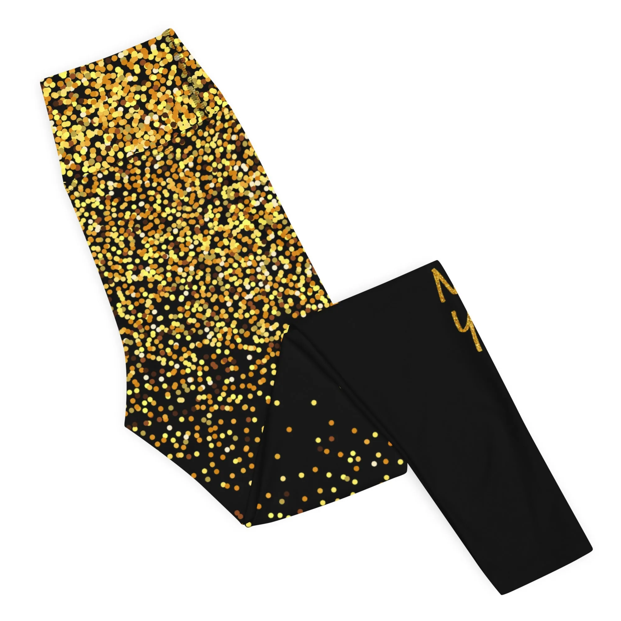 Golden Sparkly Print New Year Yoga Leggings