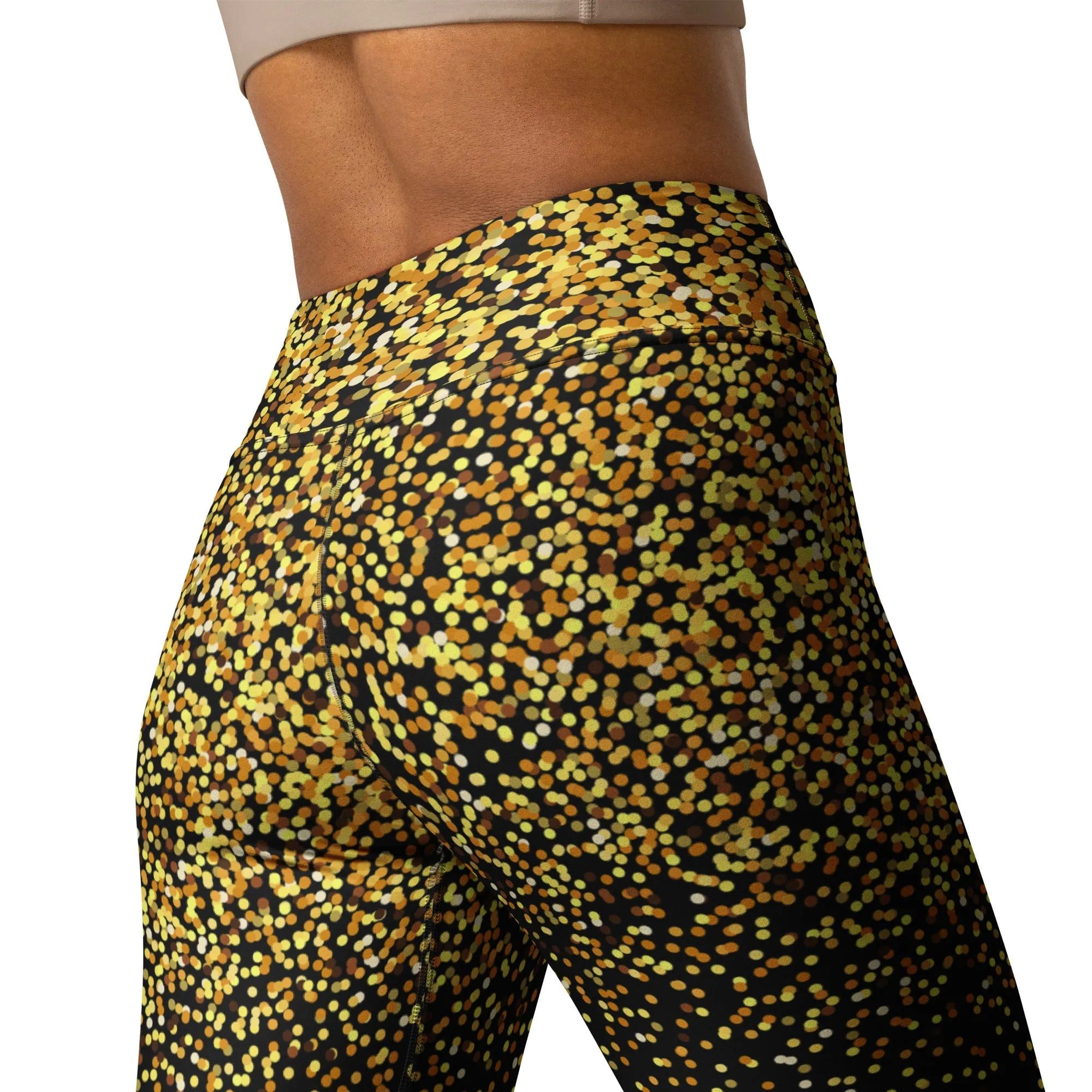 Golden Sparkly Print New Year Yoga Leggings