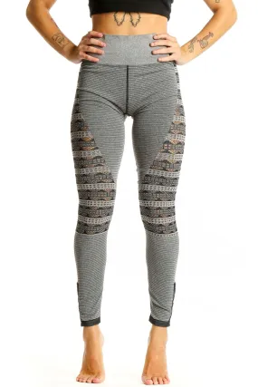 Gray Patterned High-Waist Activewear Leggings