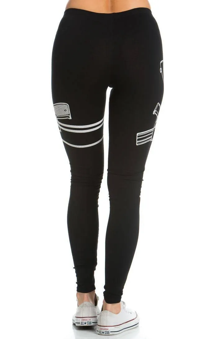 Guns Out Machine Gun Black Leggings - Plus Sizes Available