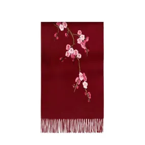 Handcrafted Su Embroidery Cashmere Scarf Luxury 190x30cm