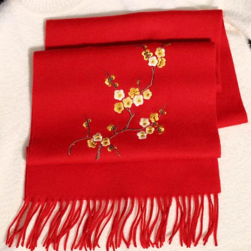 Handcrafted Su Embroidery Cashmere Scarf Luxury 190x30cm