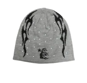 Hellstar Sports Flame Beanie Grey