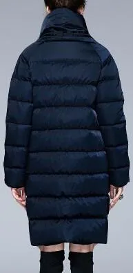 High-Collar Puffer Coat in Light Grey or Deep Blue