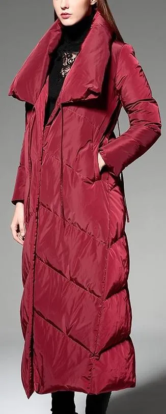 High-Collar Wrap Down Coat - (Red, Green,Black)