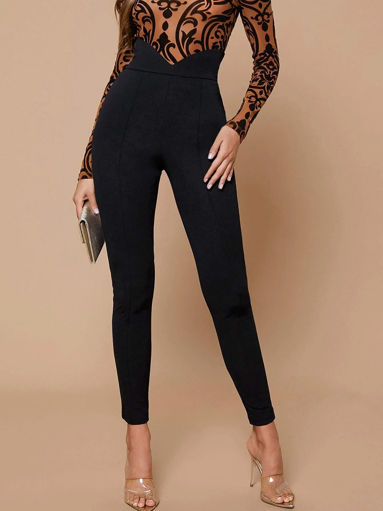 High Waist Cropped Skinny Pants