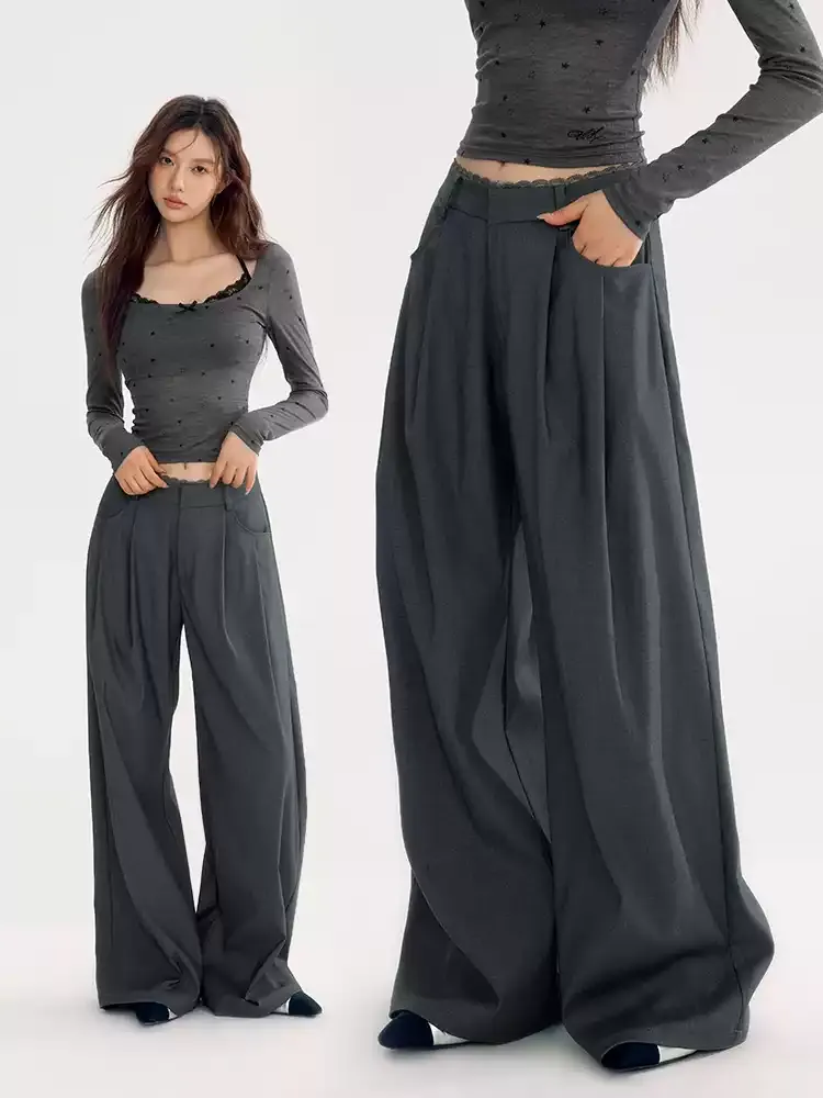 High-Waist Loose Straight Casual Wide-Pants