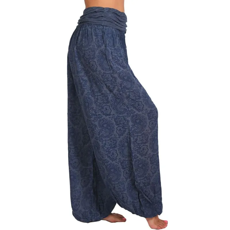 High Waist Printed Trousers with Long Wide Leg for Comfortable Style