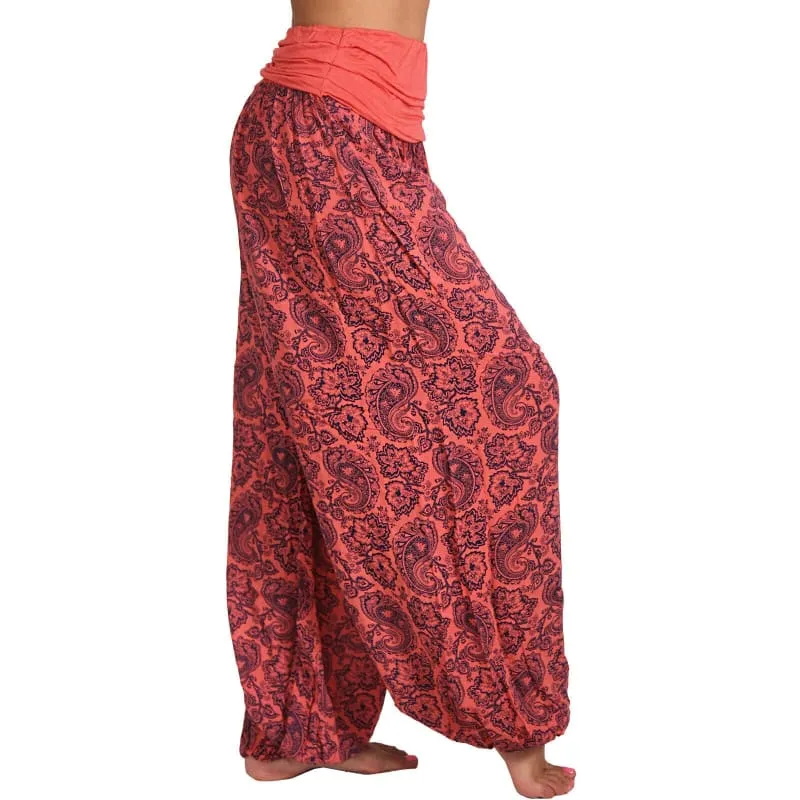 High Waist Printed Trousers with Long Wide Leg for Comfortable Style