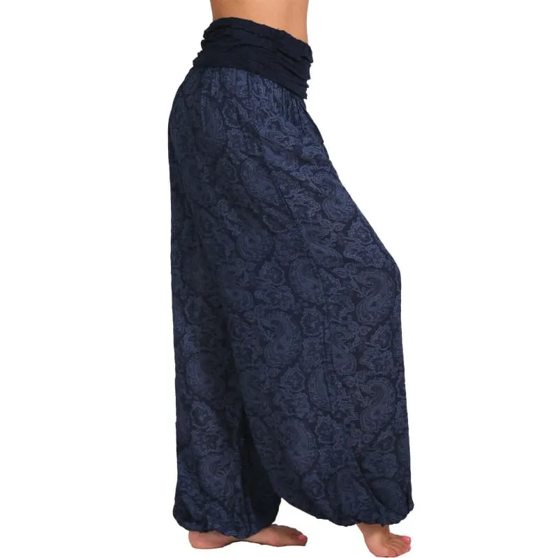 High Waist Printed Trousers with Long Wide Leg for Comfortable Style