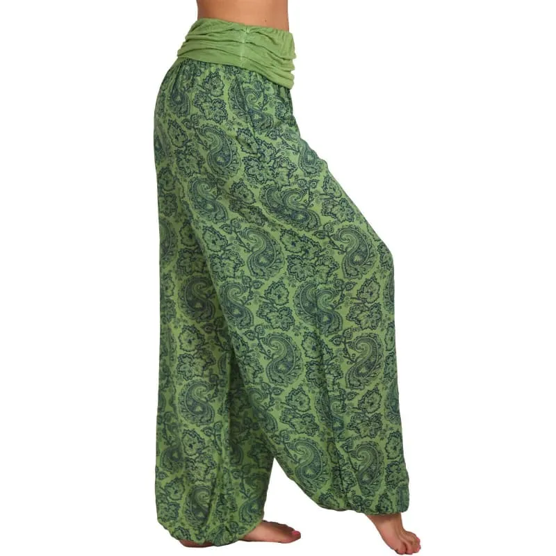 High Waist Printed Trousers with Long Wide Leg for Comfortable Style