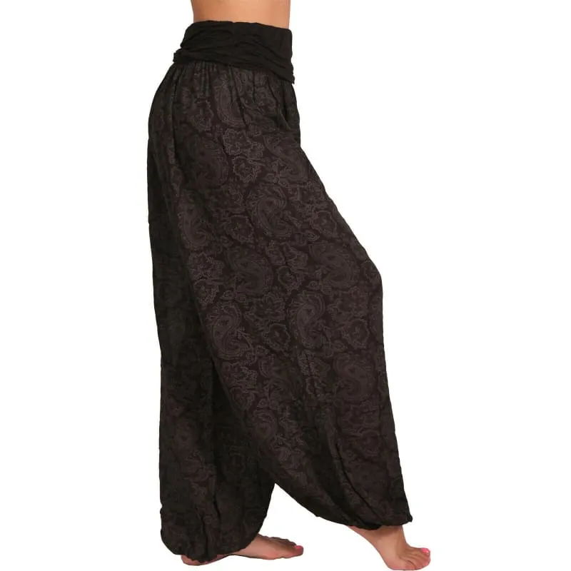 High Waist Printed Trousers with Long Wide Leg for Comfortable Style