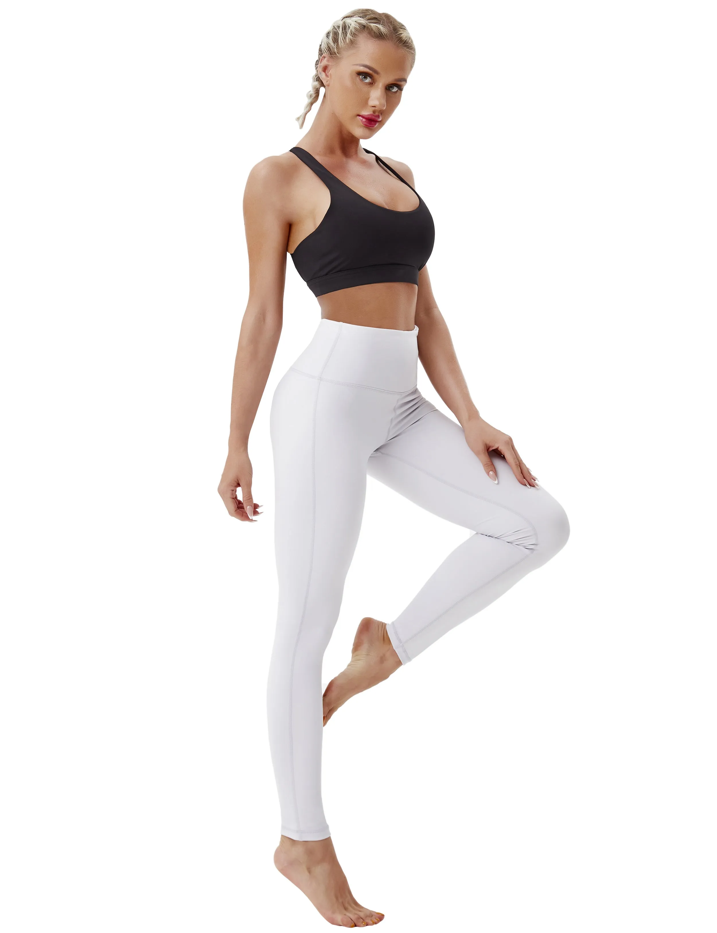 High Waist Side Line Yoga Pants lightgray