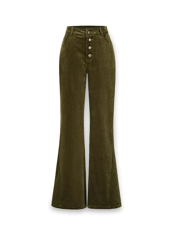 High-waist Slim Corduroy Bootleg Pants