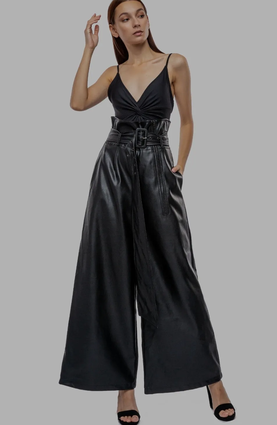 HIGH WAIST VEGAN LEATHER PANTS