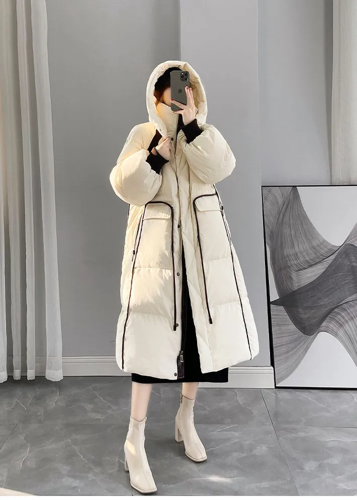 Hooded Lantern Sleeve Down Coat