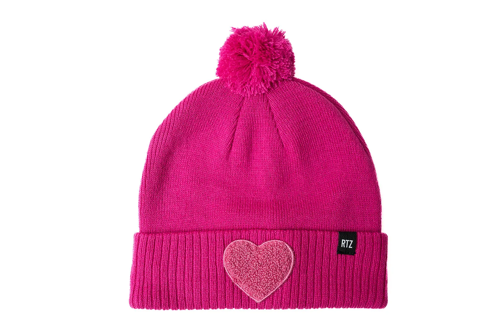 Hot Pink Terry Heart Pom Pom