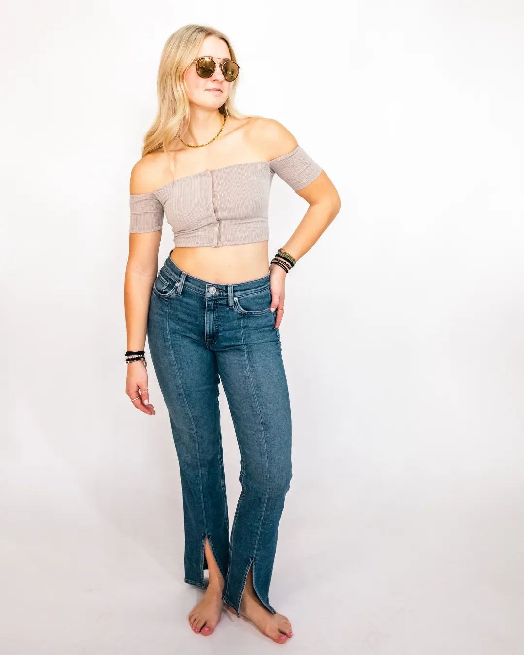 Hudson Barbara High Waist Straight Spliced Hem