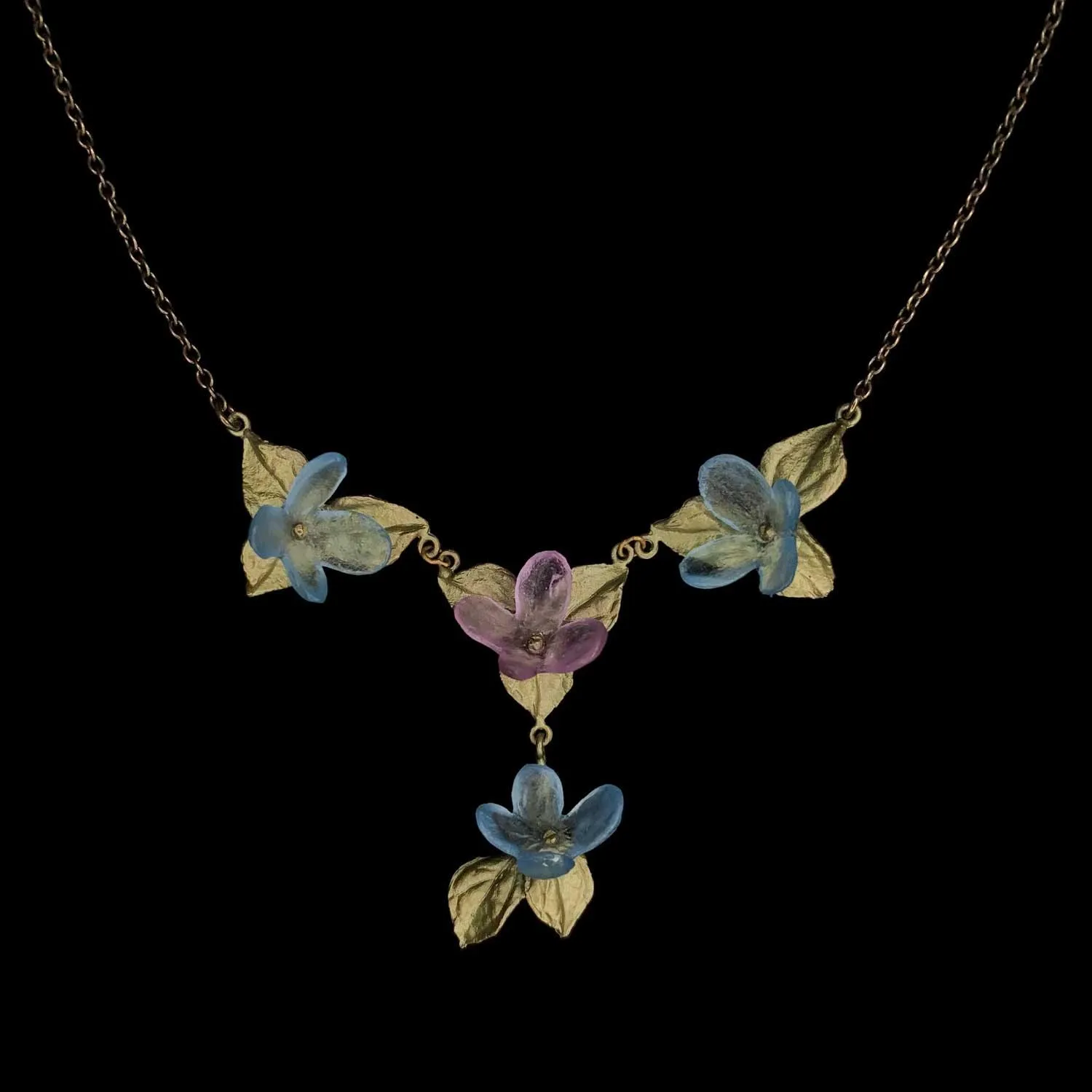 Hydrangea Teller Blue Necklace - Drop