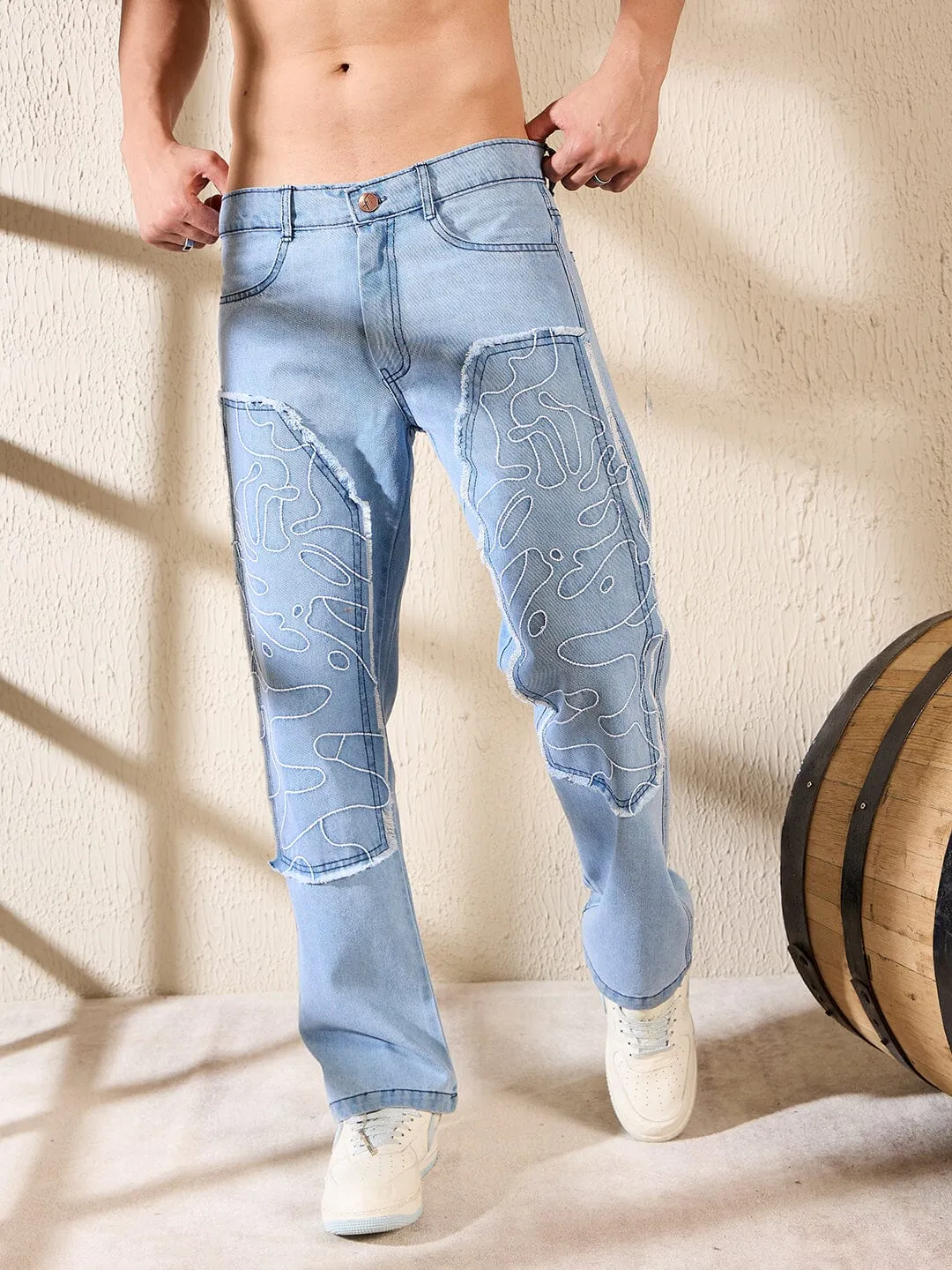 Ice Embroidered Panel Carpenter Denim