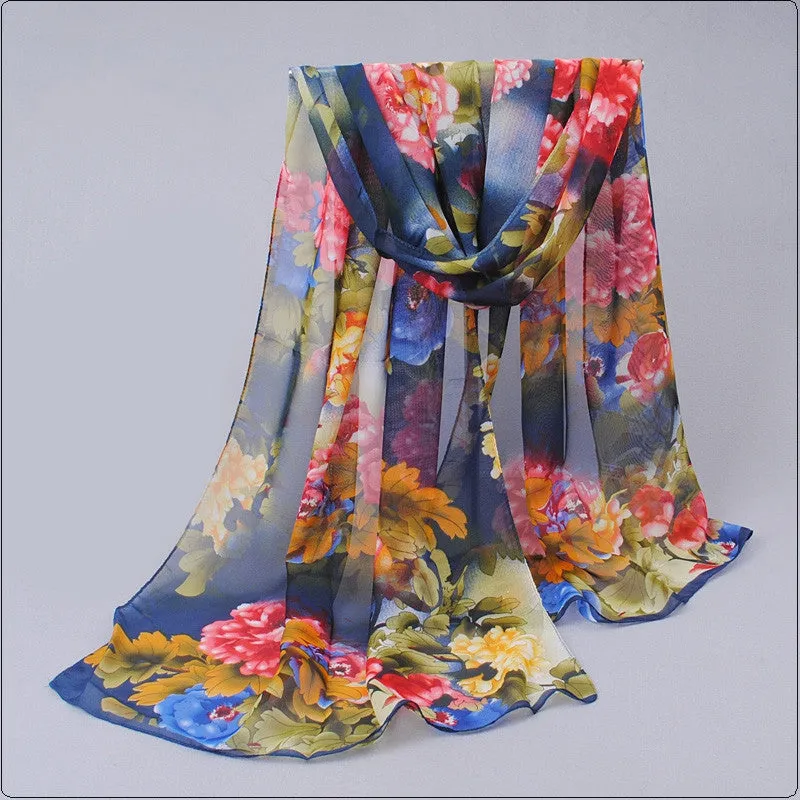 India hot sale new women for 4 seasons scarves polka velvet chiffon bohemia flower fashion summer