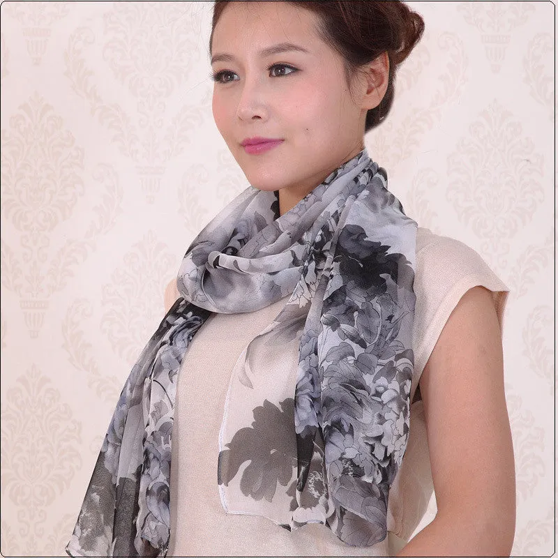 India hot sale new women for 4 seasons scarves polka velvet chiffon bohemia flower fashion summer