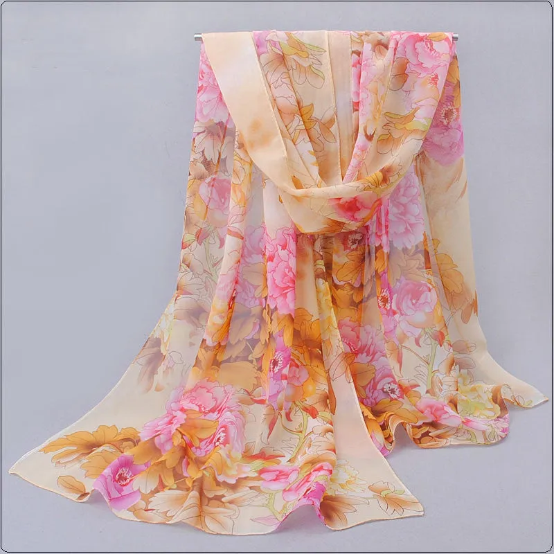 India hot sale new women for 4 seasons scarves polka velvet chiffon bohemia flower fashion summer