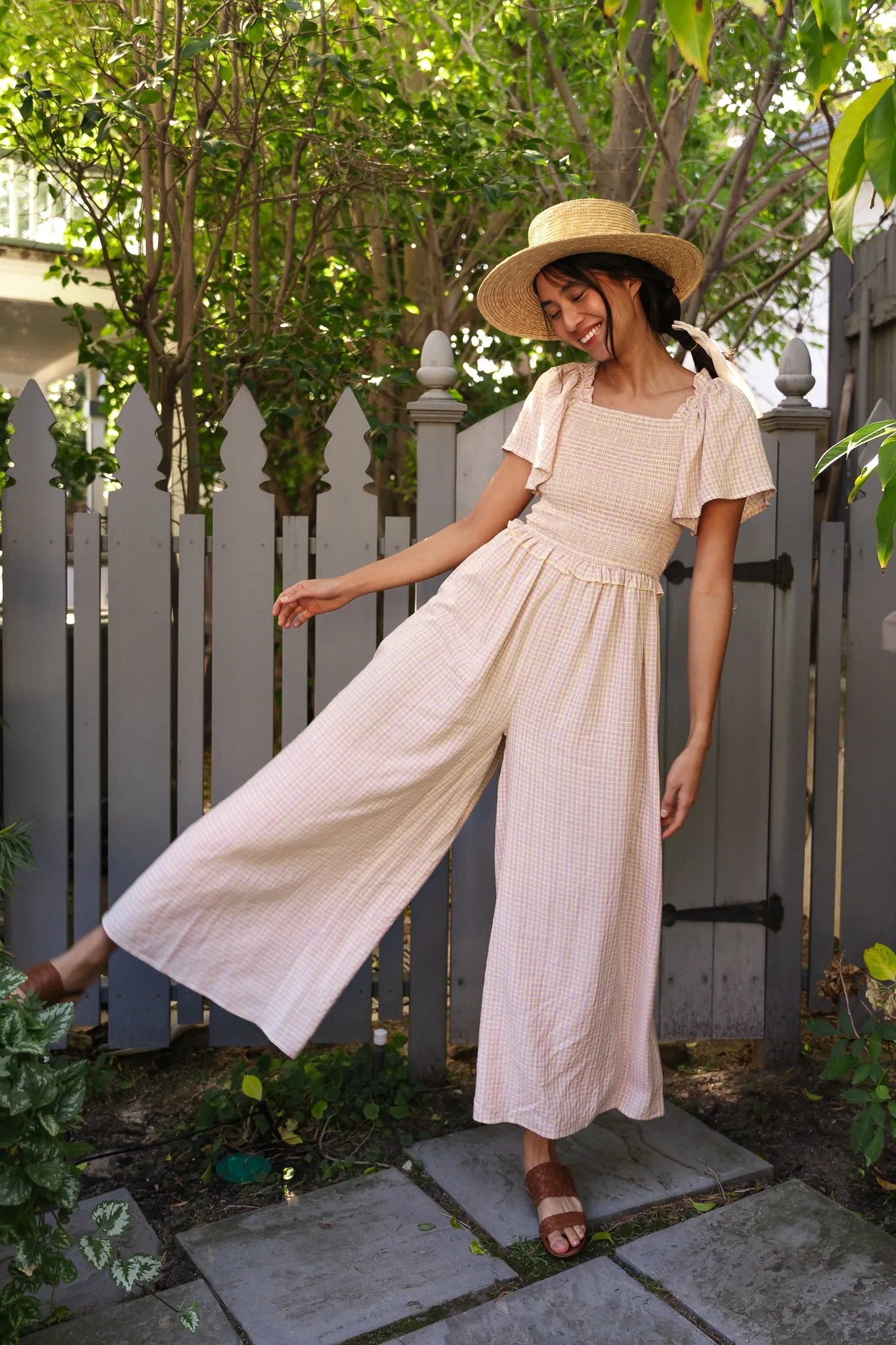 Indie Jumpsuit in Lavender Gingham - FINAL SALE