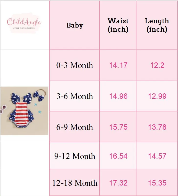 Infant Baby Girls Outfit Rompers 4th Of July Stars Striped Ruffle Sleeve Romper Jumpsuit With Hairband