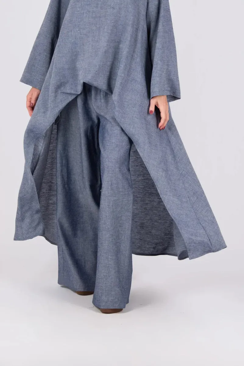 Jeans blue wide linen pants JESIKA