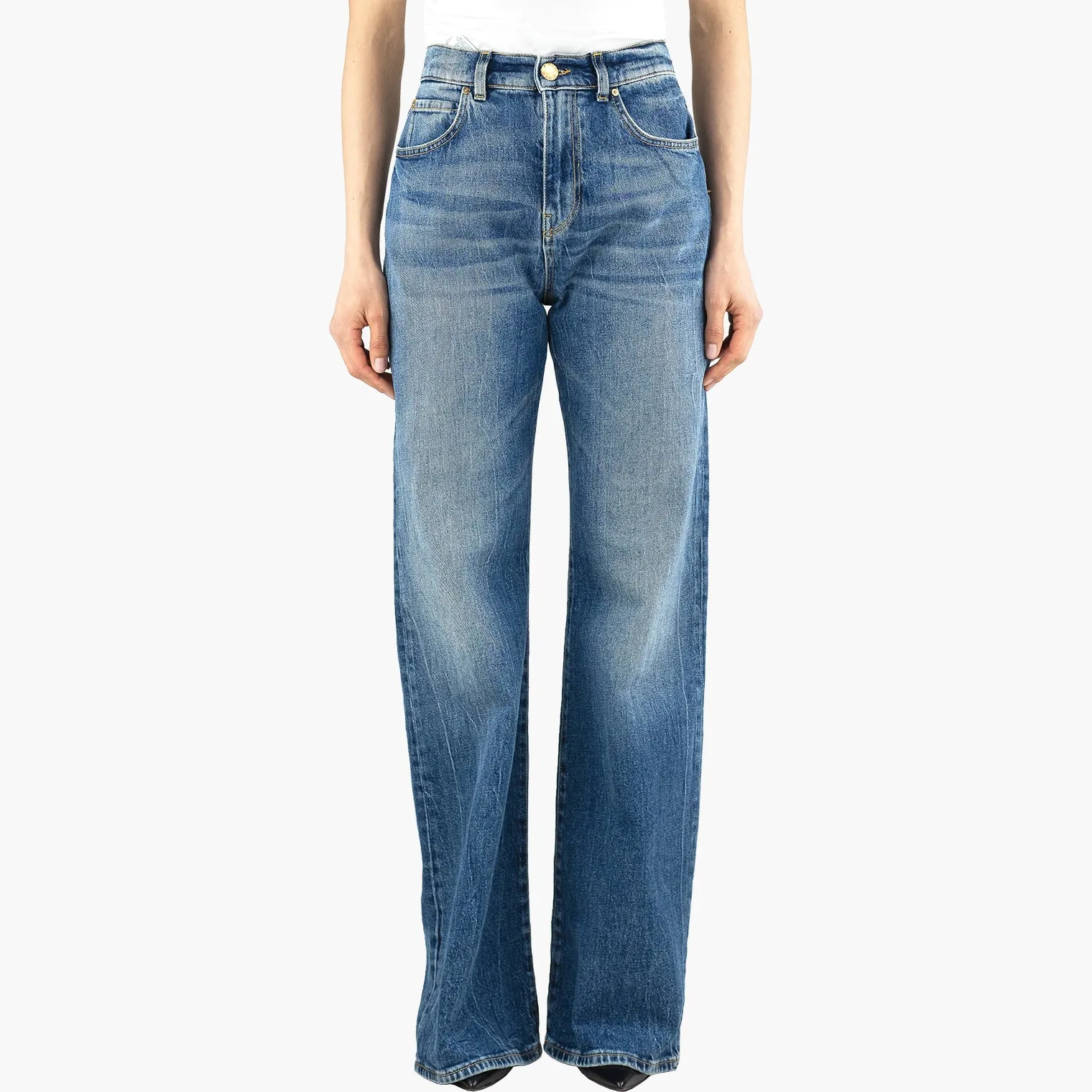 Jeans PINKO Wanda Wide Leg in Denim Stretch Lavaggio Medio