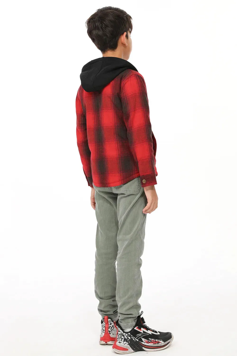 Kids Matching Family Zip Up Red Plaid Flannel Hoodie