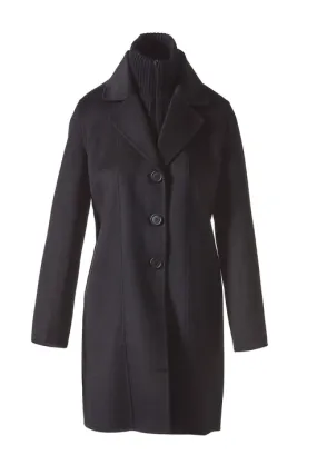 Kinross Knit Insert Notch Collar Coat Black