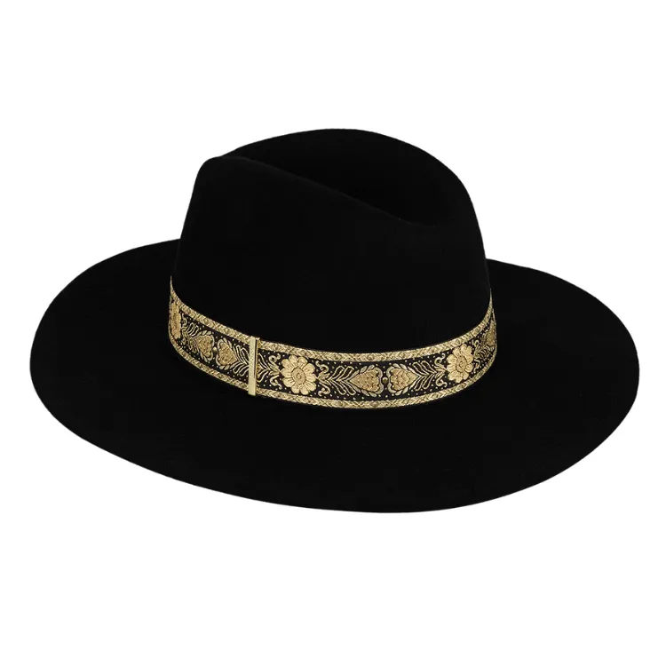 Kooringal Elwood Wide Brim Fedora - Black