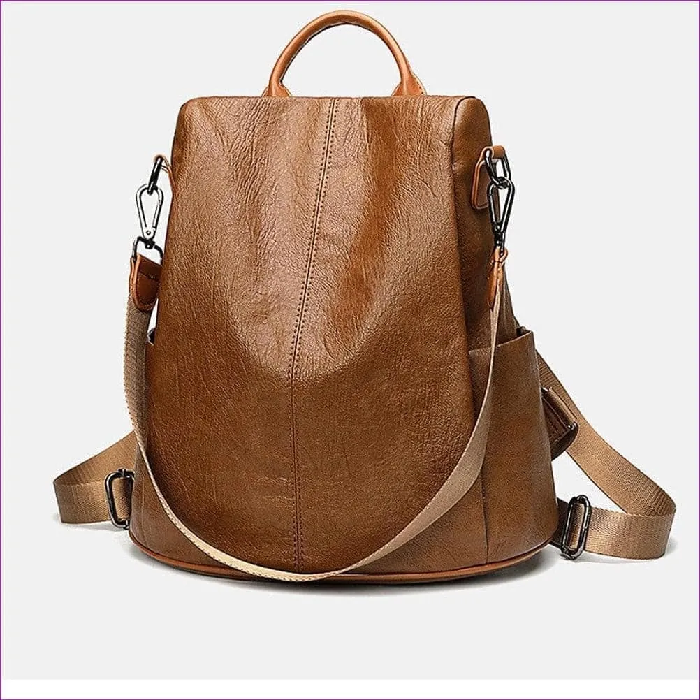 Leather Zipper School Bag Solid Color Daily Brown / Black / Fall & Winter