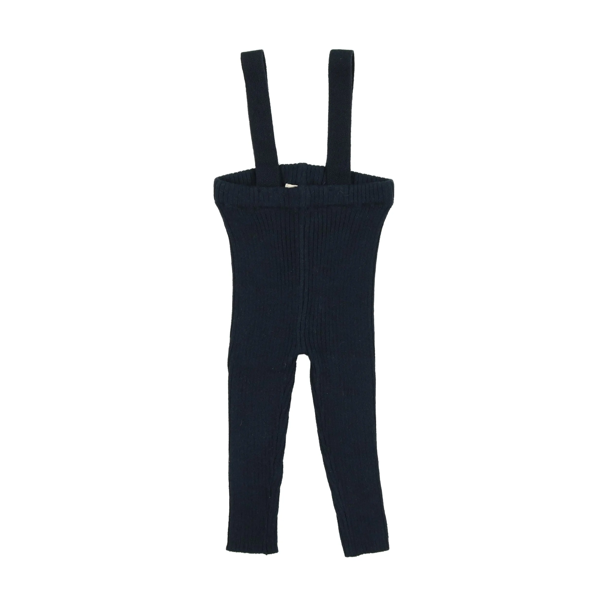 Lil Legs Knit Suspender Leggings- Navy