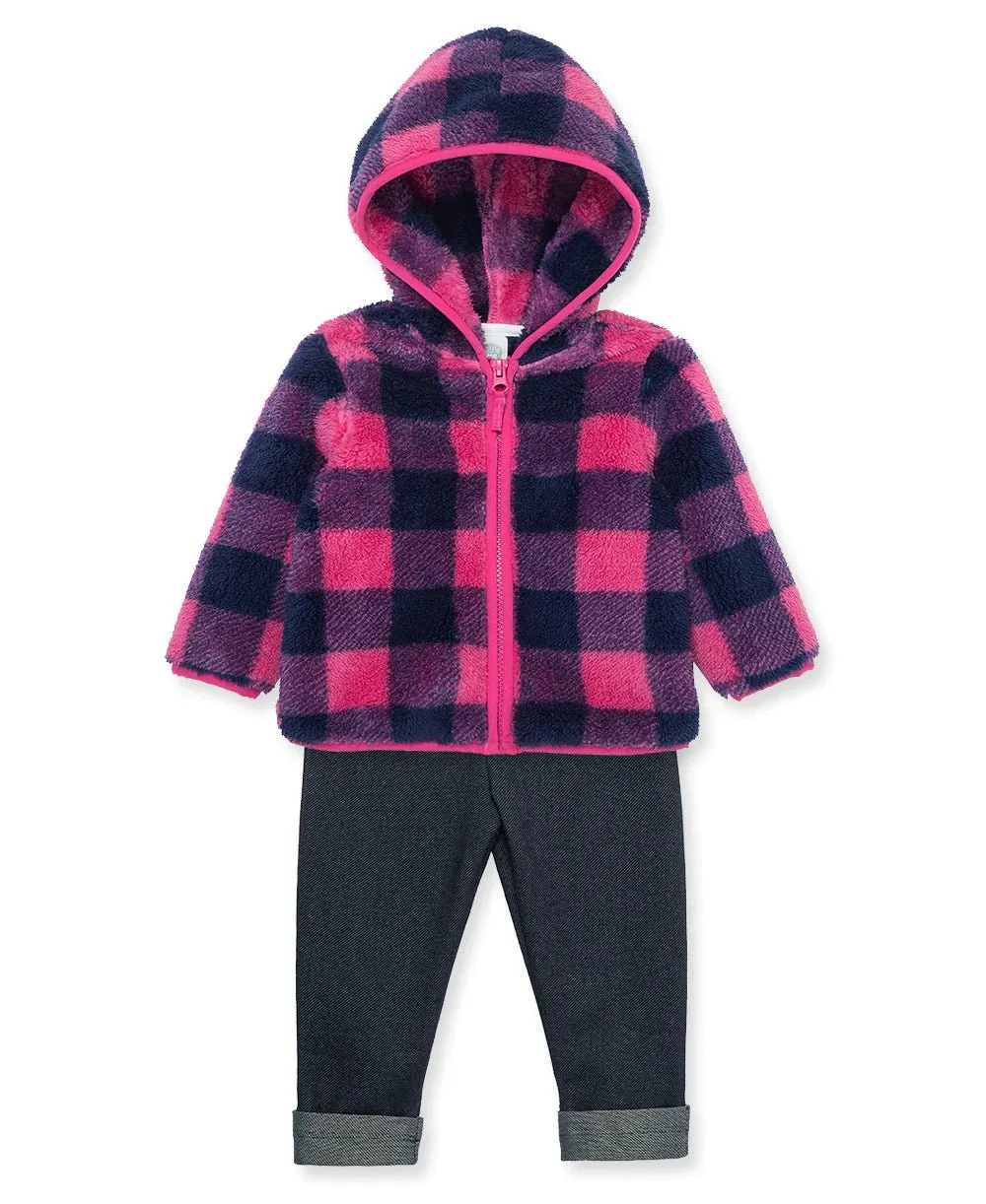 Lilac Check 3Pc Sherpa Set