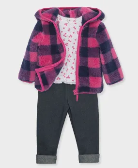 Lilac Check 3Pc Sherpa Set