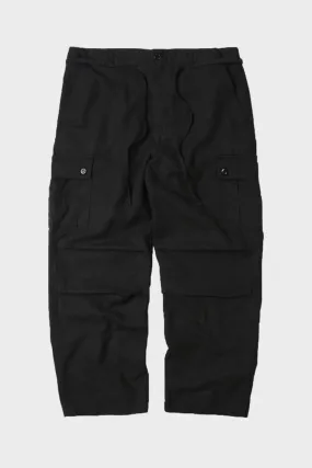 Linen Parachute Cargo Pants - Black