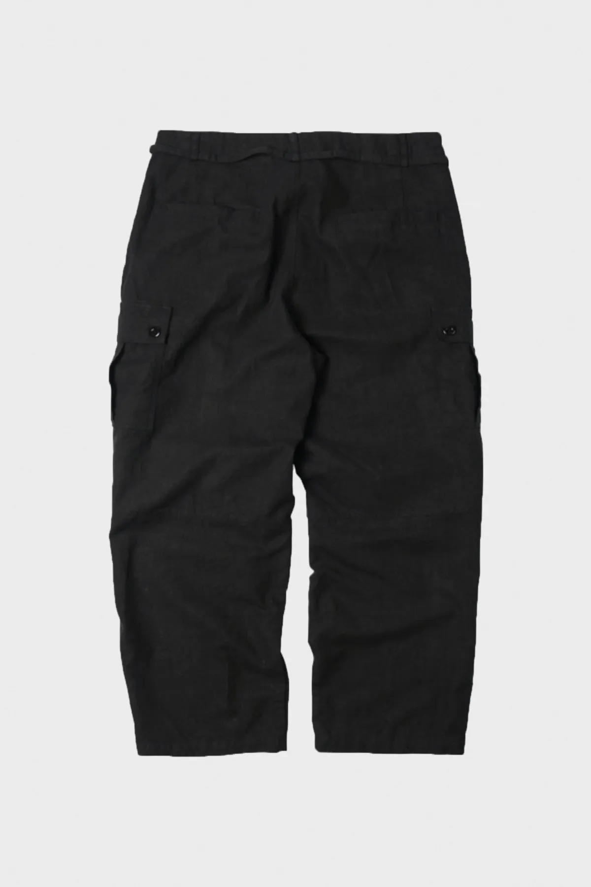 Linen Parachute Cargo Pants - Black