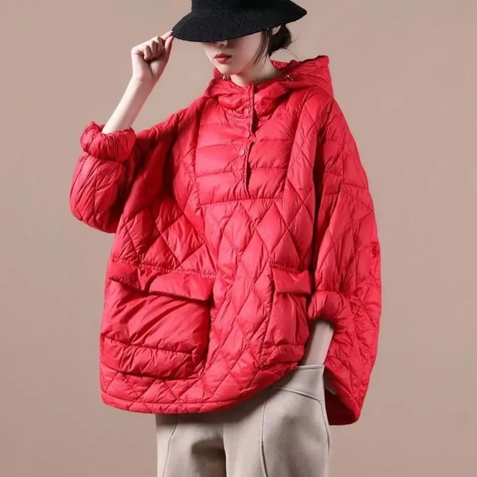 Loose Fitting Winter Puffer Jacket Hooded Black Down Coat