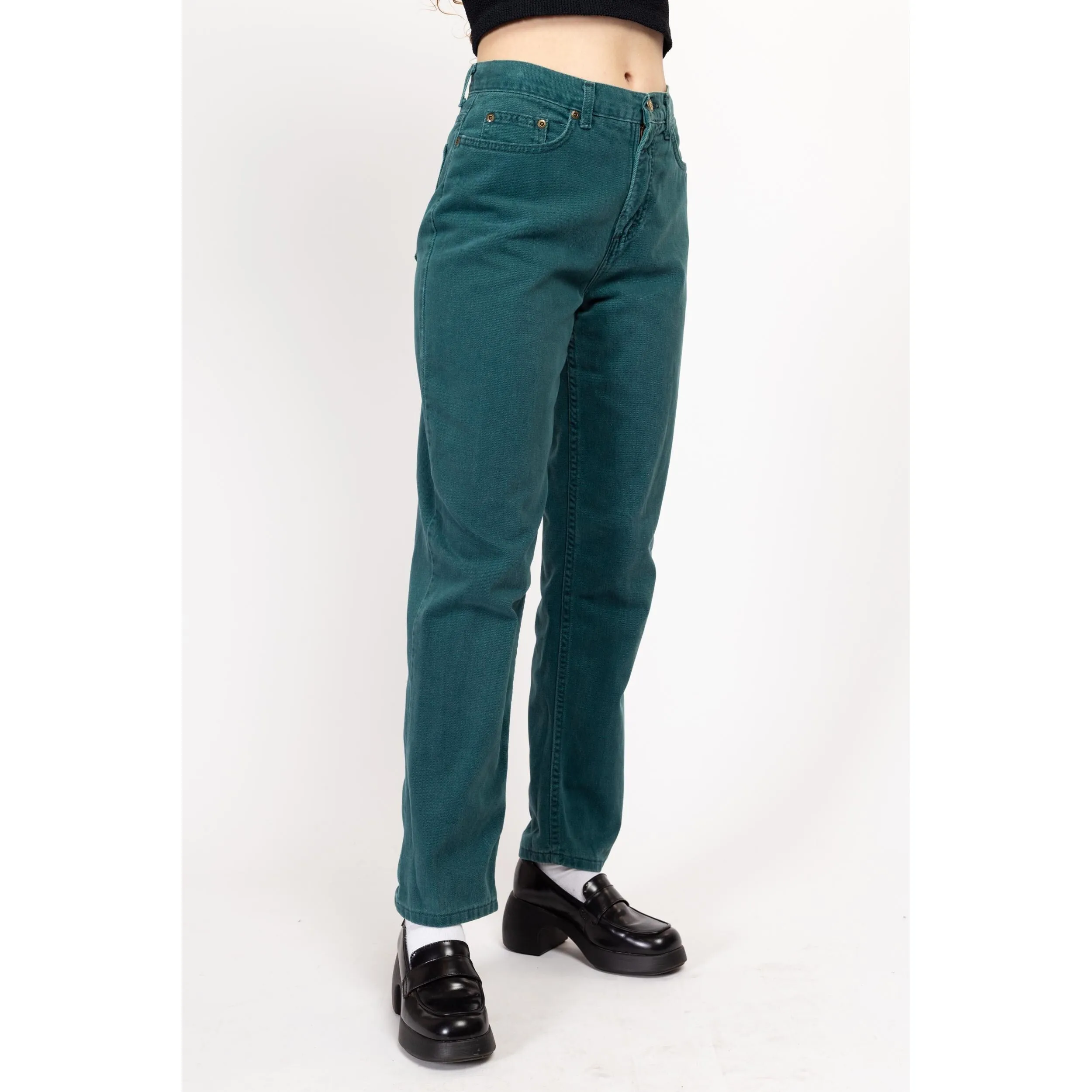 Medium 80s Dark Teal High Waisted Jeans 29"