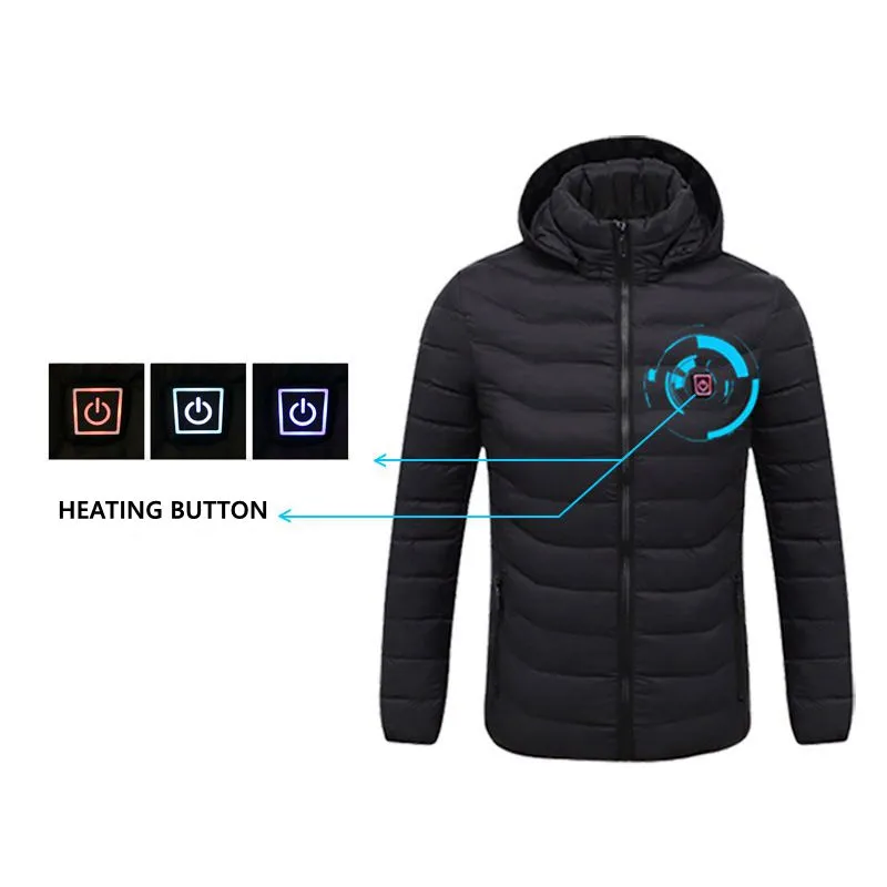 Men Winter Warm Waterproof USB Heating Jacket Thermostat Clothing